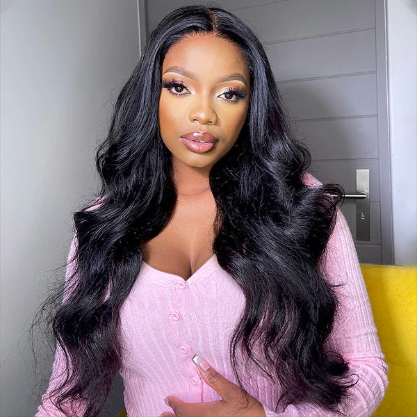 6x6 Closure Lace Middle Part Body Wave Wig 100% Human Hair