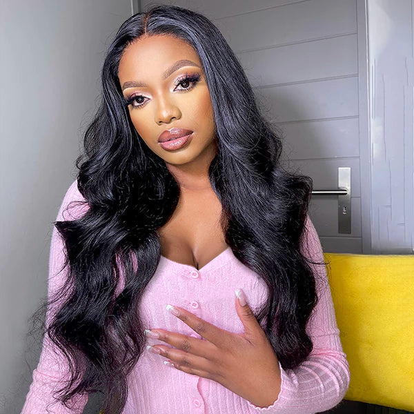 6x6 Closure Lace Middle Part Body Wave Wig 100% Human Hair