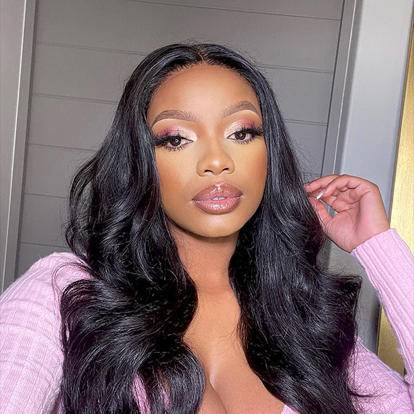 6x6 Closure Lace Middle Part Body Wave Wig 100% Human Hair