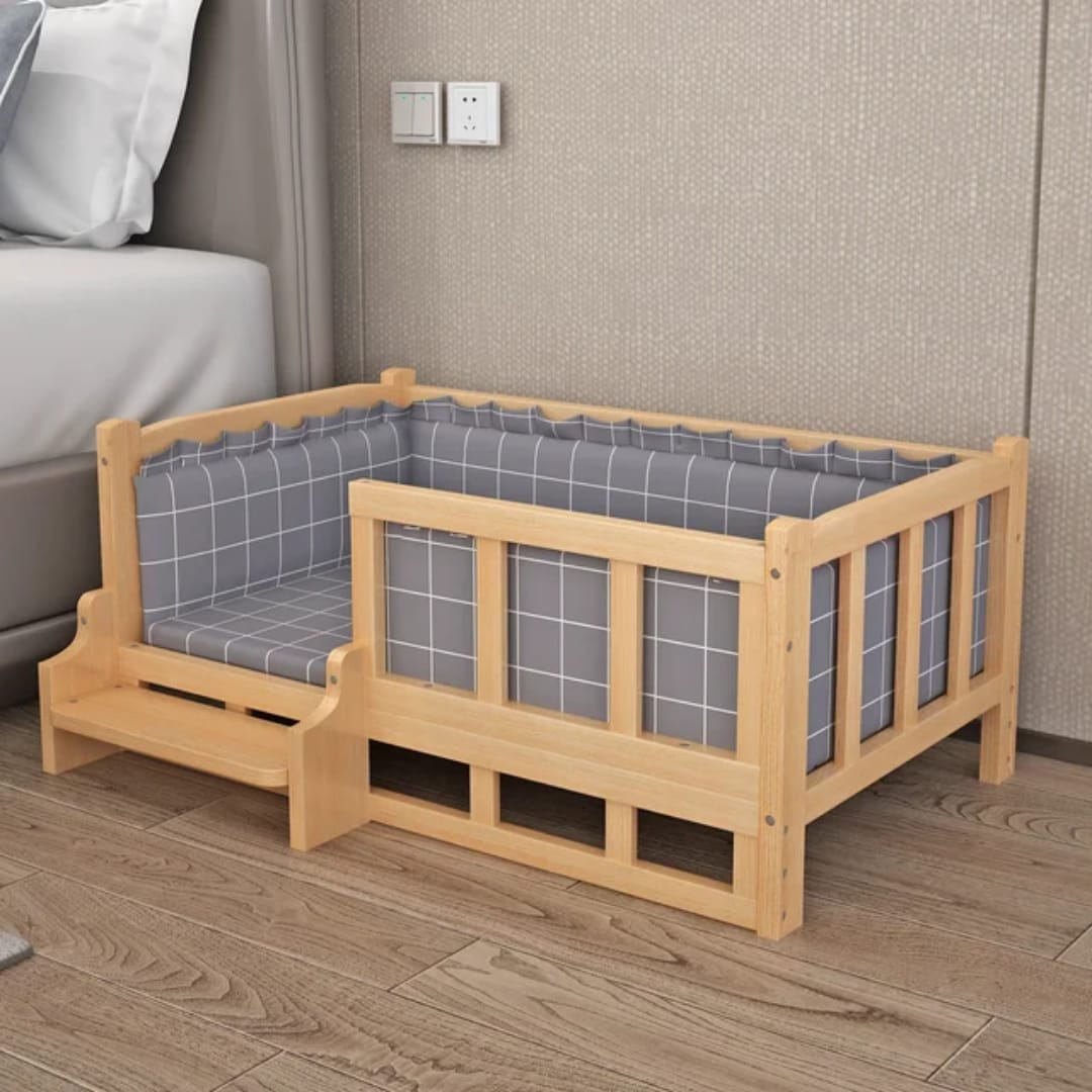 Natural Bedside Table with Built-In Pet Bed (45x60)