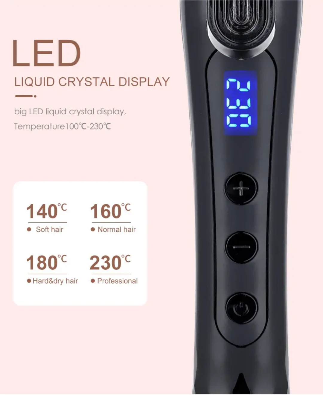 Fast-Heat Ceramic Hair Curler with LCD Display
