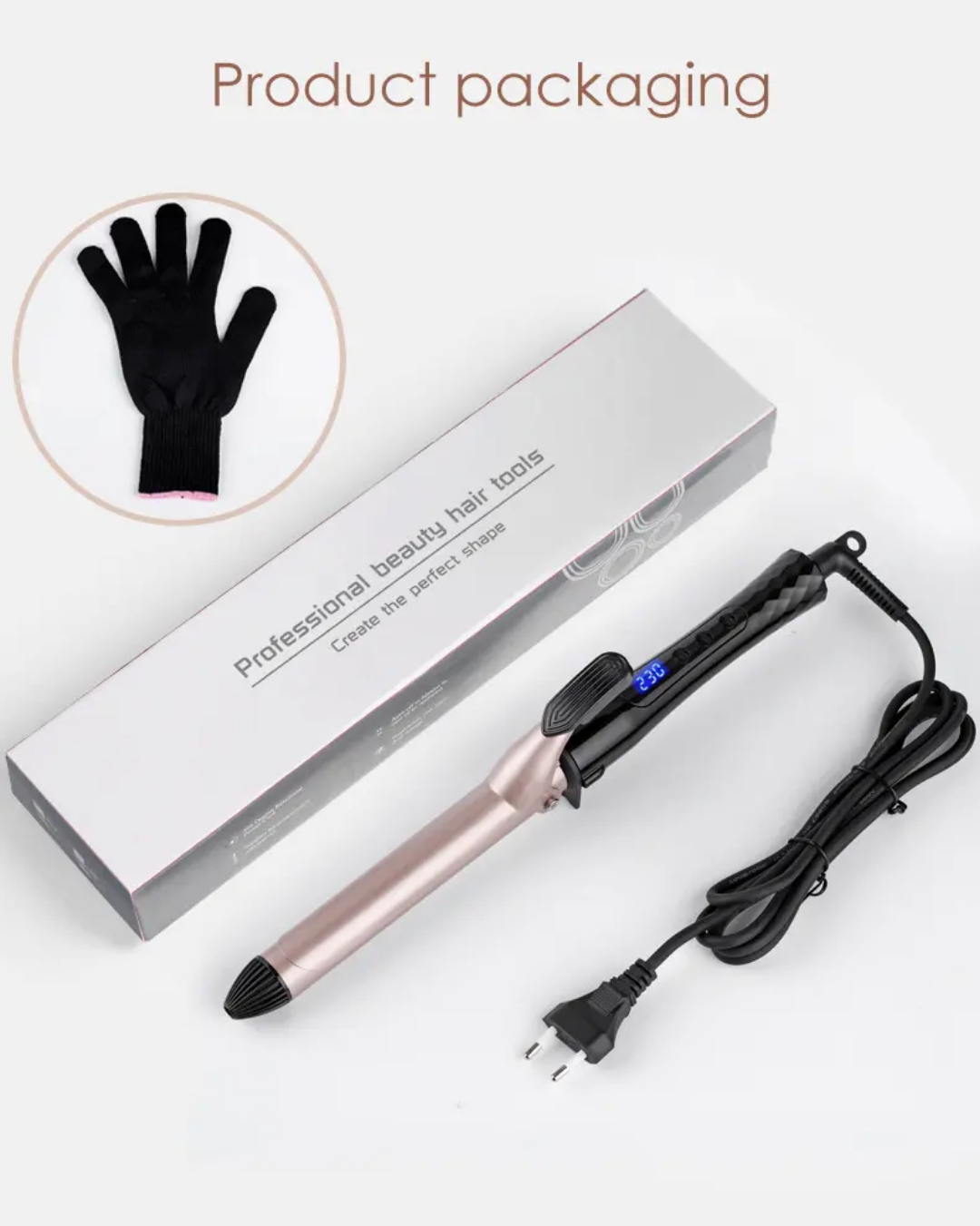 Fast-Heat Ceramic Hair Curler with LCD Display