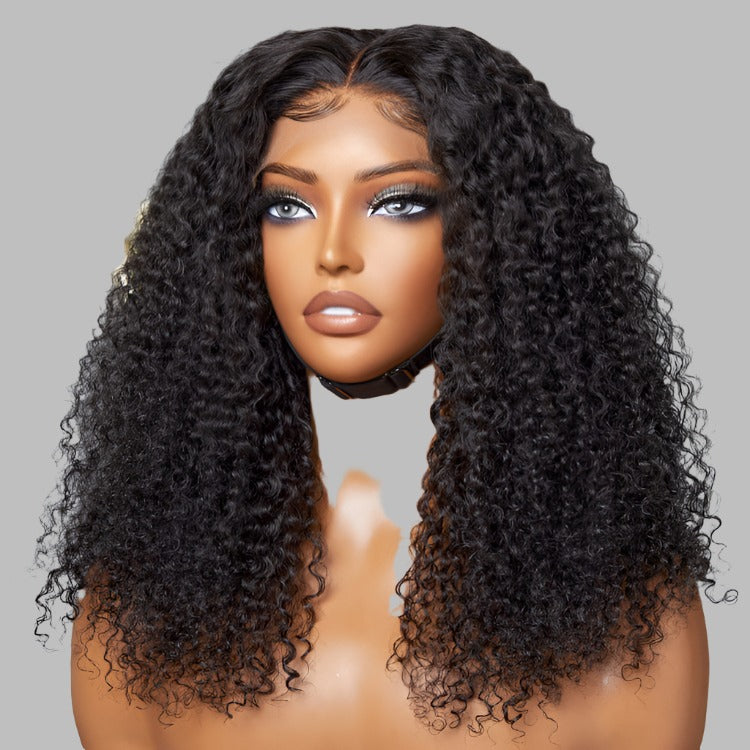 Breathable Cap Afro Curly Left C Part Glueless 5x5 Closure Lace Wig Beginner Friendly