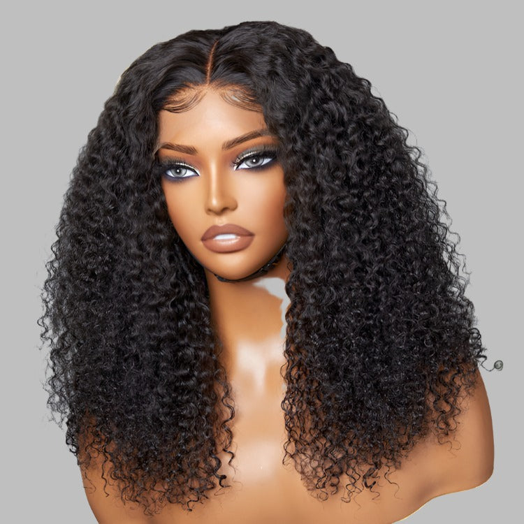 Breathable Cap Afro Curly Left C Part Glueless 5x5 Closure Lace Wig Beginner Friendly