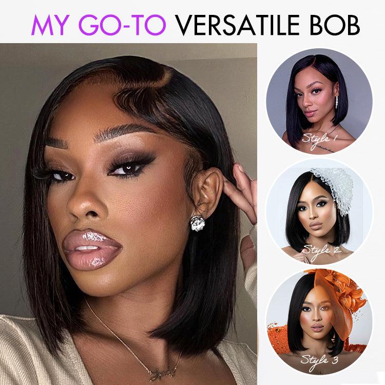 Wig Super Natural Hairline Silky Blunt Cut Bob Glueless 13x4 Frontal Lace Human Hair Short Wig Pre-Cut Lace