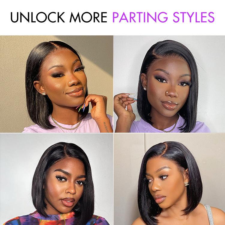 Wig Super Natural Hairline Silky Blunt Cut Bob Glueless 13x4 Frontal Lace Human Hair Short Wig Pre-Cut Lace
