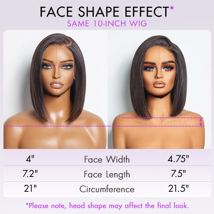 Wig Super Natural Hairline Silky Blunt Cut Bob Glueless 13x4 Frontal Lace Human Hair Short Wig Pre-Cut Lace