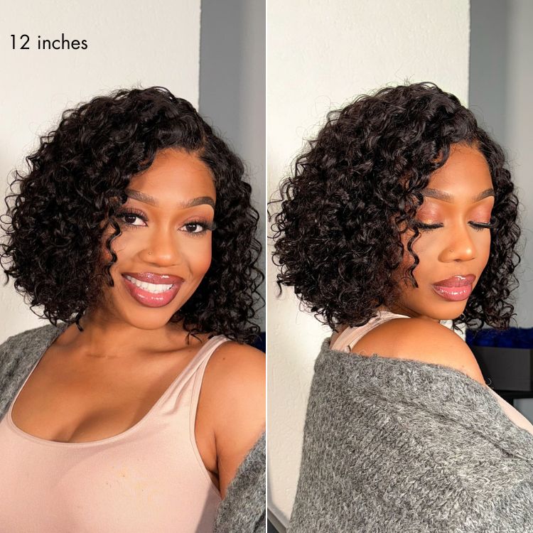Wig Deep Wave Glueless Minimalist HD Lace Human Hair Curly Wig Pre-Cut Lace
