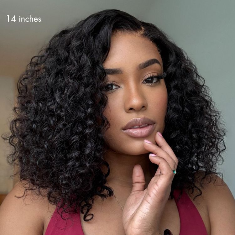 Wig Deep Wave Glueless Minimalist HD Lace Human Hair Curly Wig Pre-Cut Lace