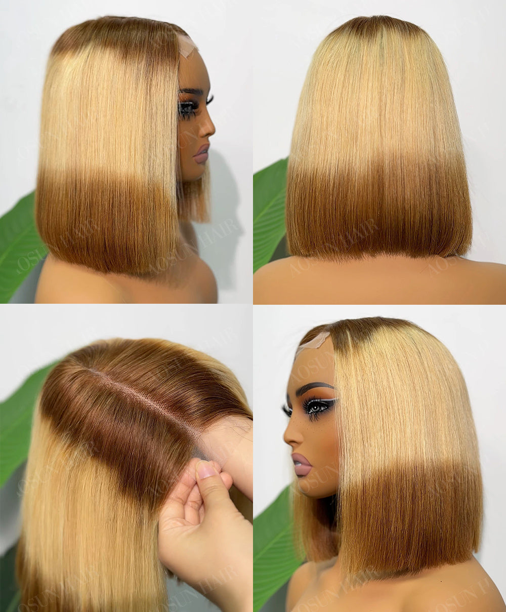 SDD Raw Human Hair 2x6 Kim K Bob Wig 10inch