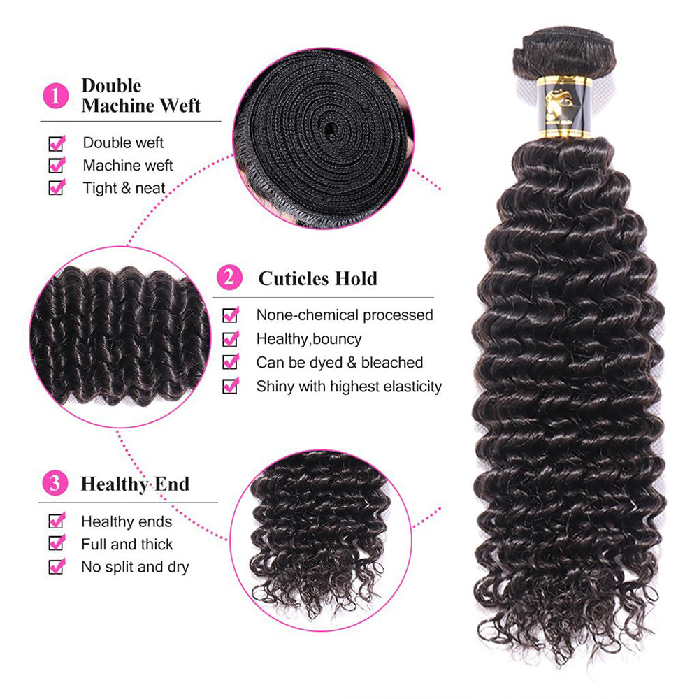 1 Bundle Deal Deep Wave Virgin Hair 100% Unprocessed Human Hair Weave Worldwide Free Shipping
