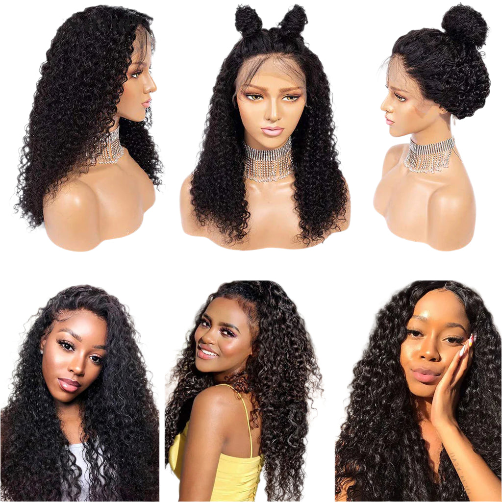 150% 13x6 Lace Wig Kinky Curly Virgin Human Hair Wigs Pre Plucked with Baby Hair