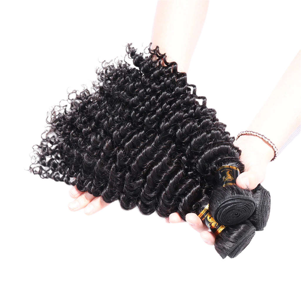3 Bundles Deep Wave Virgin Hair 100% Unprocessed Human Hair Weave Free Shipping