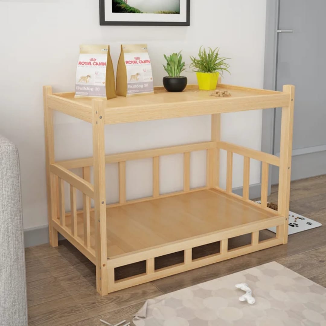 Natural Bedside Table with Built-In Pet Bed (45x60)