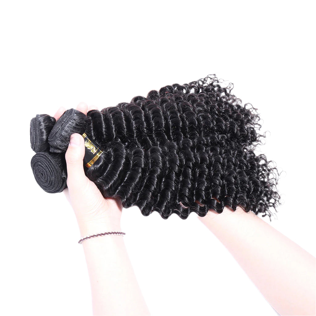 3 Bundles Deep Wave Virgin Hair 100% Unprocessed Human Hair Weave Free Shipping