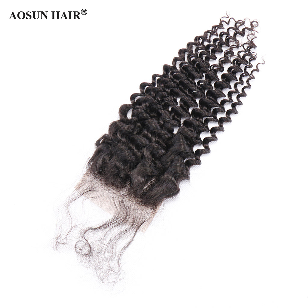 Brazilian Deep Curly Lace Closure 4*4 Free Part Human Hair Closure Free Shipping