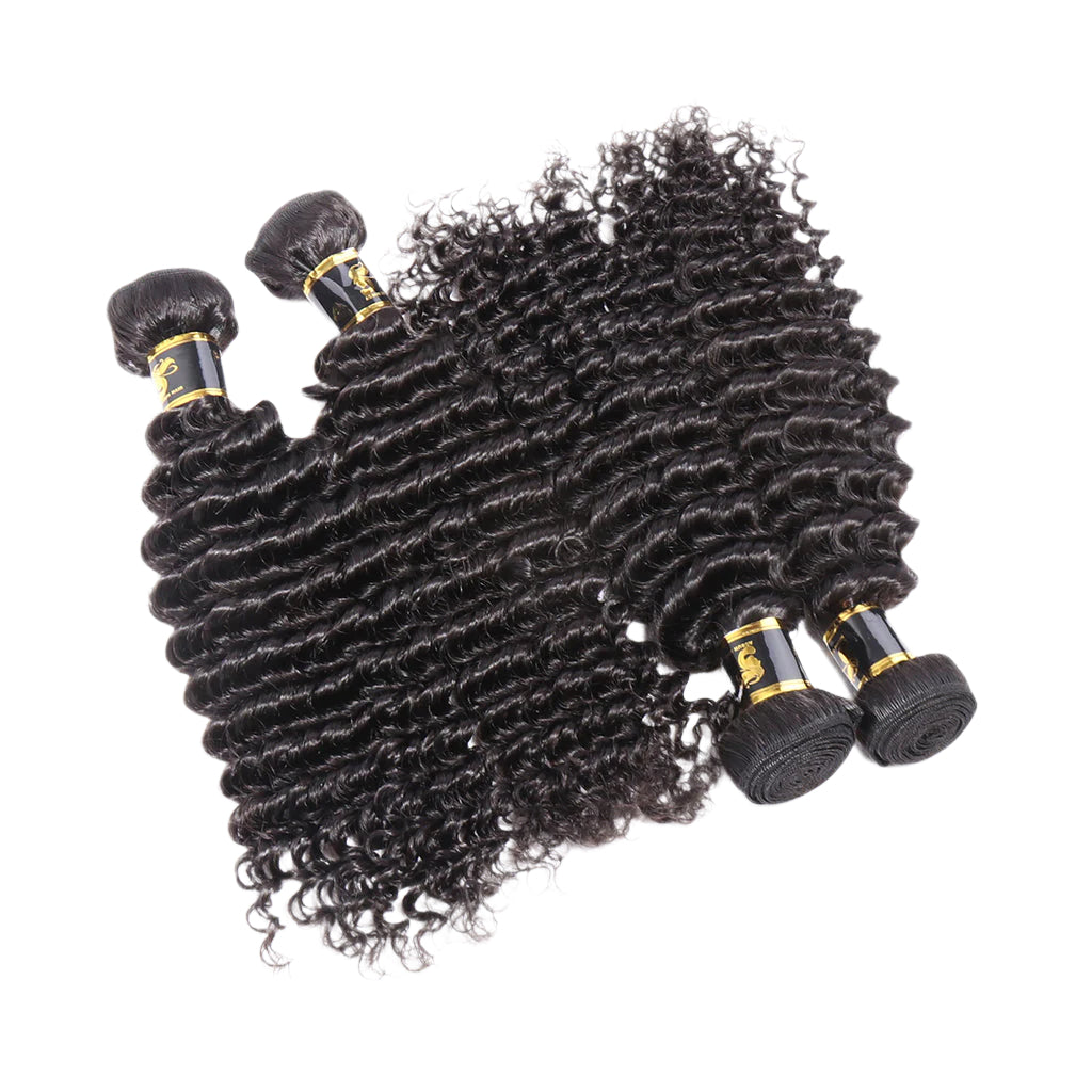 3 Bundles Deep Wave Virgin Hair 100% Unprocessed Human Hair Weave Free Shipping
