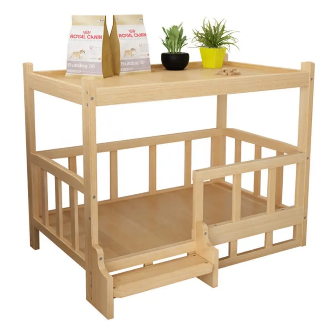 Natural Bedside Table with Built-In Pet Bed (45x60)