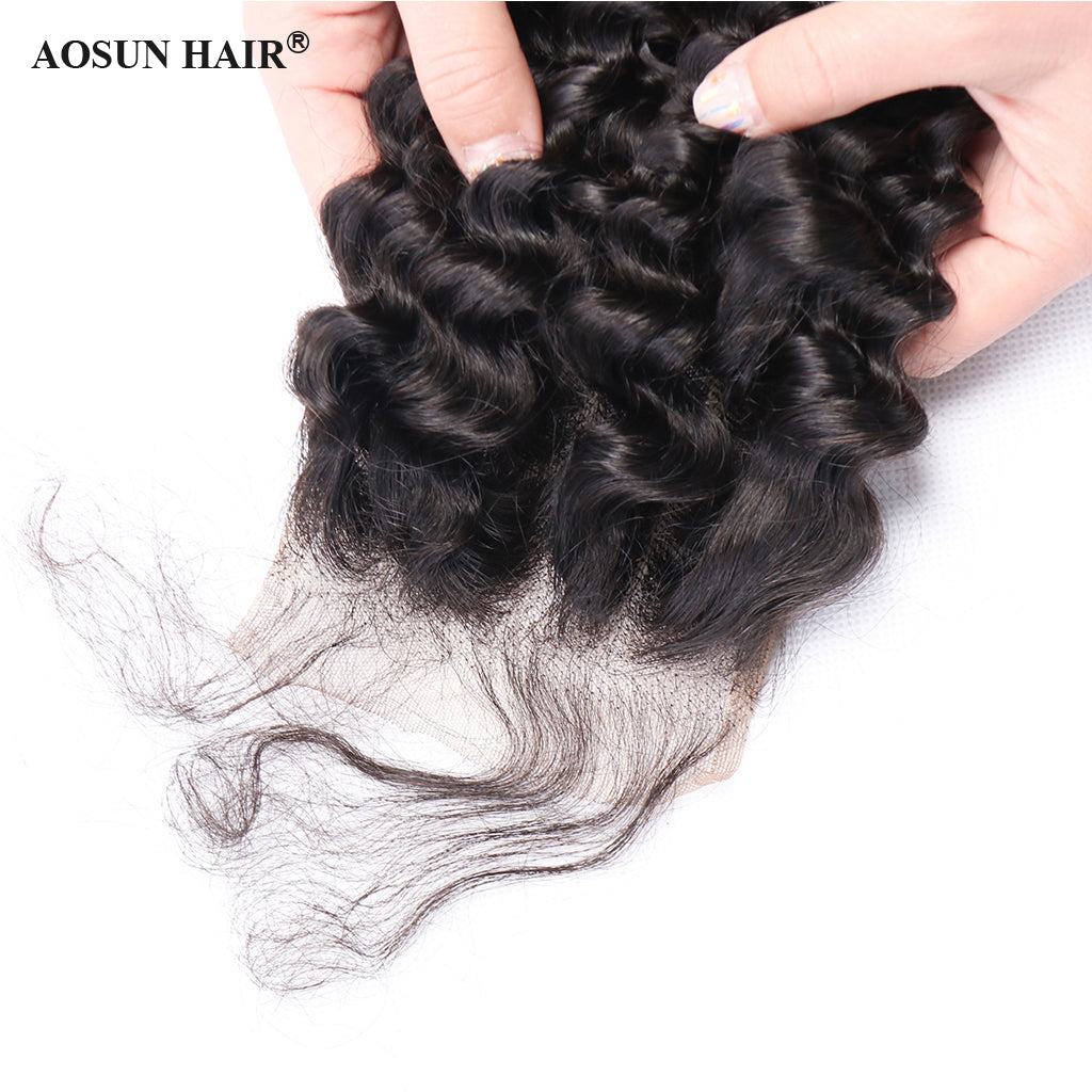Brazilian Deep Curly Lace Closure 4*4 Free Part Human Hair Closure Free Shipping