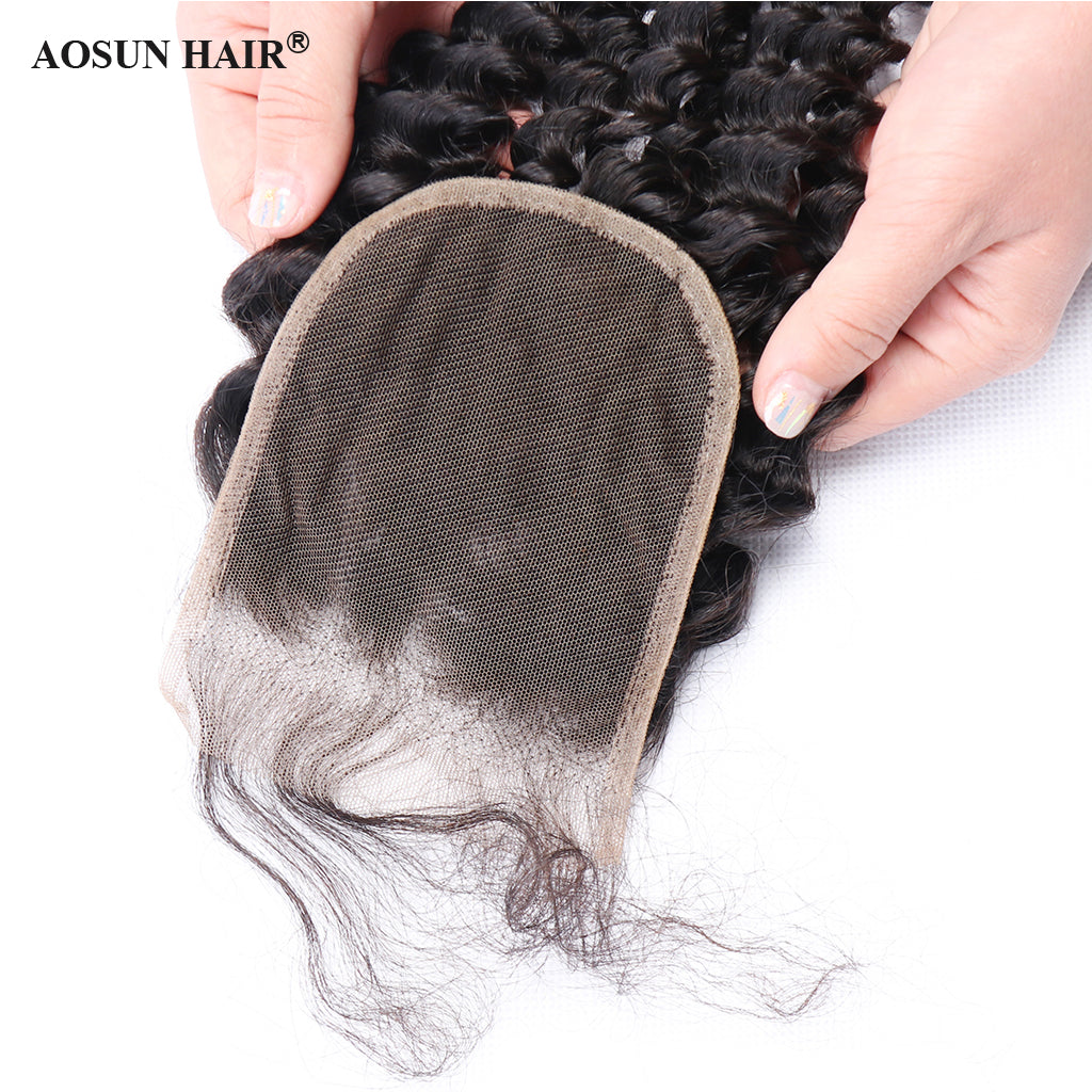 Brazilian Deep Curly Lace Closure 4*4 Free Part Human Hair Closure Free Shipping