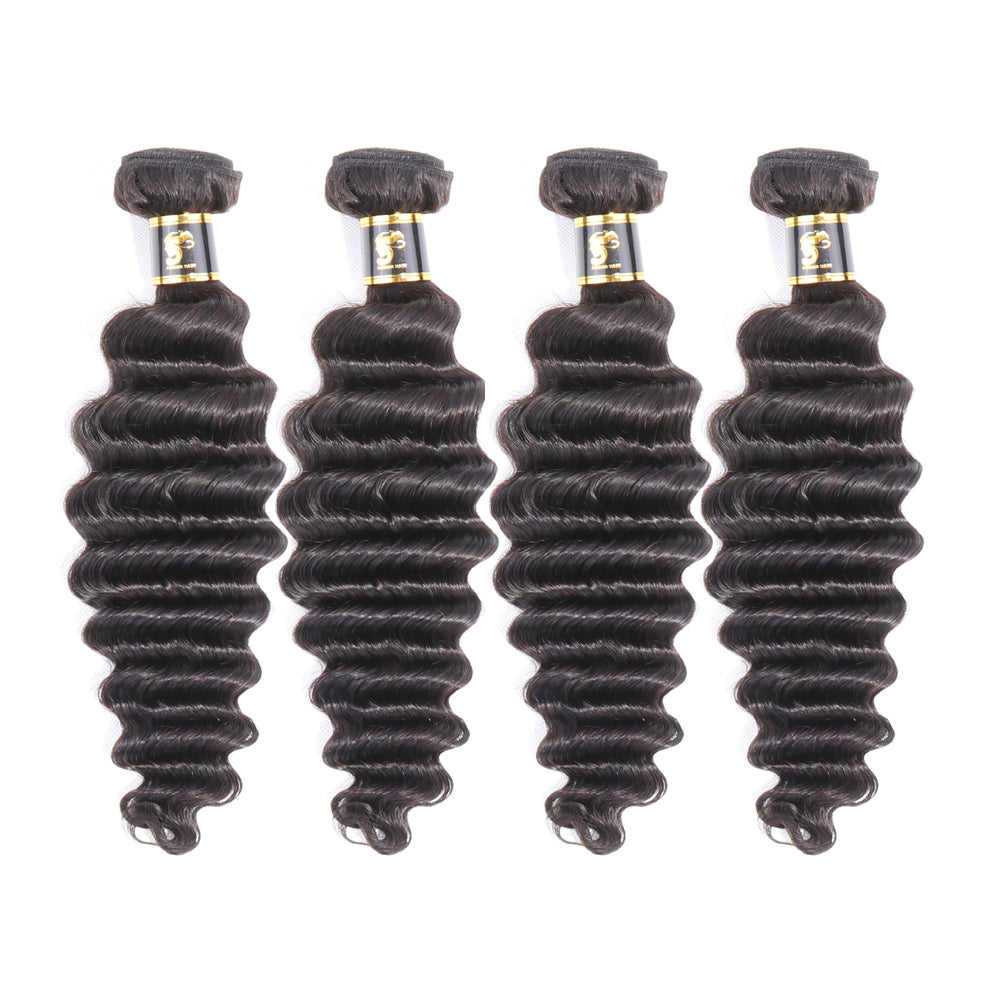 Brazilian Loose Deep Bundles 100% Human Hair Extensions 4 Bundles Deal Curly Bundles 10-30 Inches Hair Extensions