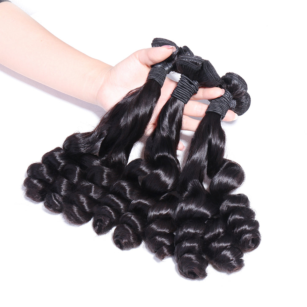 100% Unprocessed Virgin Hair Funmi Twist Curly Hair 3 Bundles Deal Natural Black Color Fumi Curly Human Hair Weaves