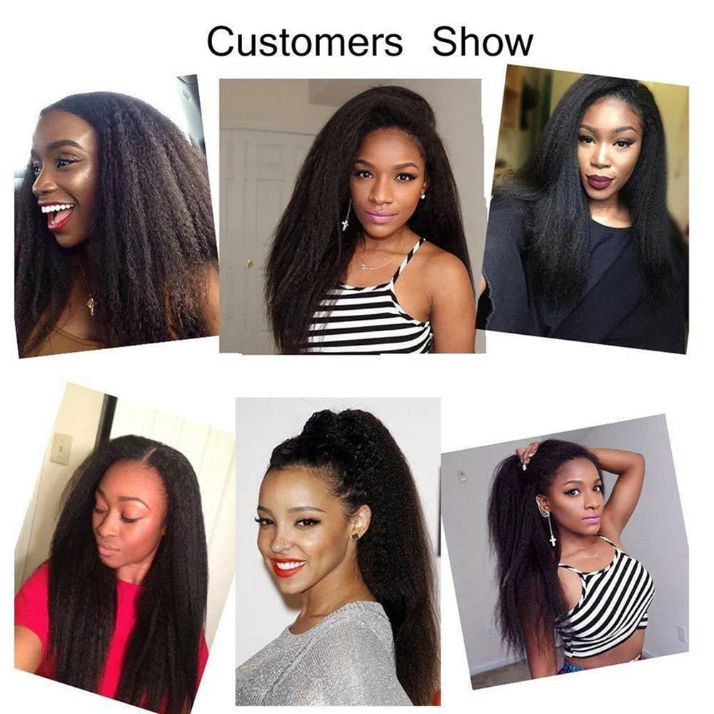 Brazilian Kinky Straight Bundles with Closure Yaki Hair 3 Bundles with Closure 4x4 Top Closures Piece with Baby Hair For Black Women