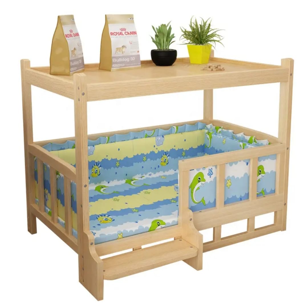Natural Bedside Table with Built-In Pet Bed (45x60)