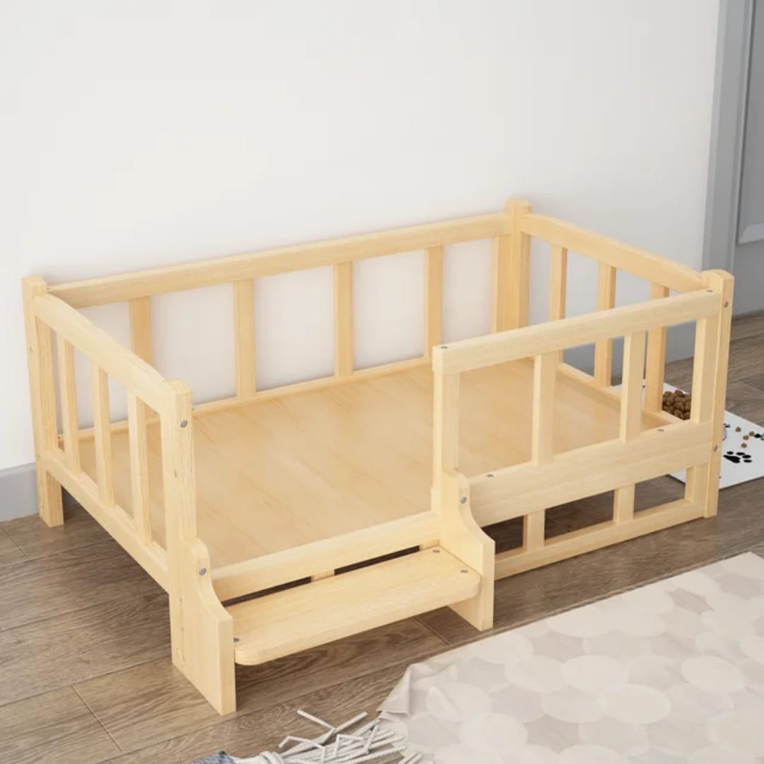 Natural Bedside Table with Built-In Pet Bed (45x60)