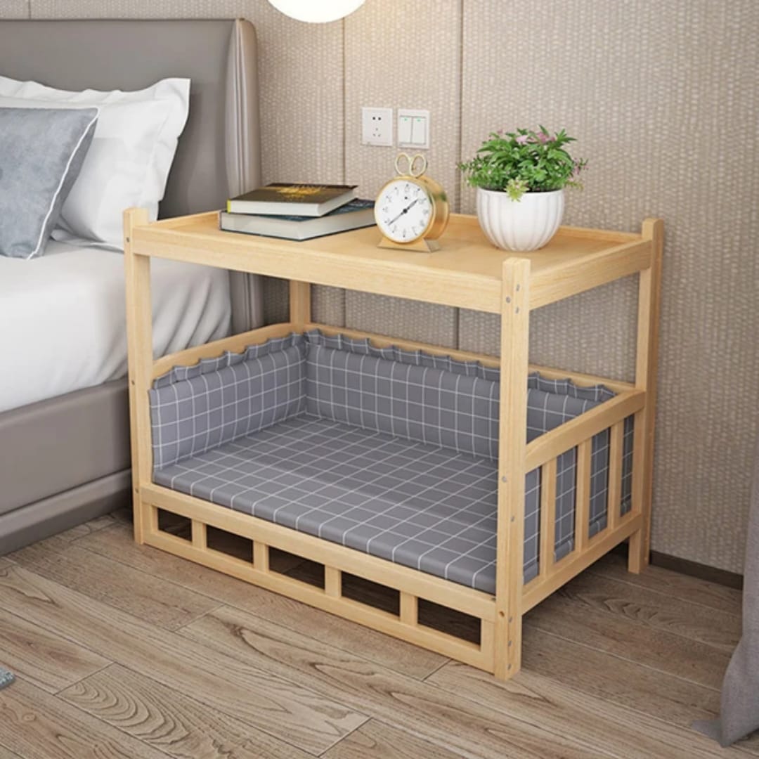 Natural Bedside Table with Built-In Pet Bed (45x60)