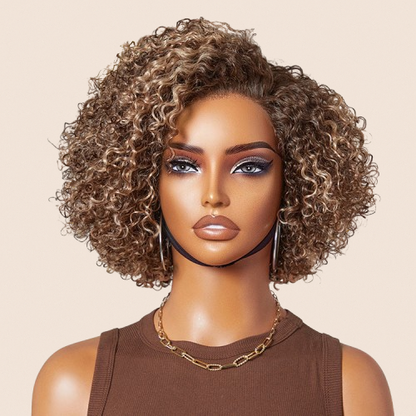 Trendy Short Cut Curly Minimalist HD Lace Glueless Side Part Wig 100% Human Hair