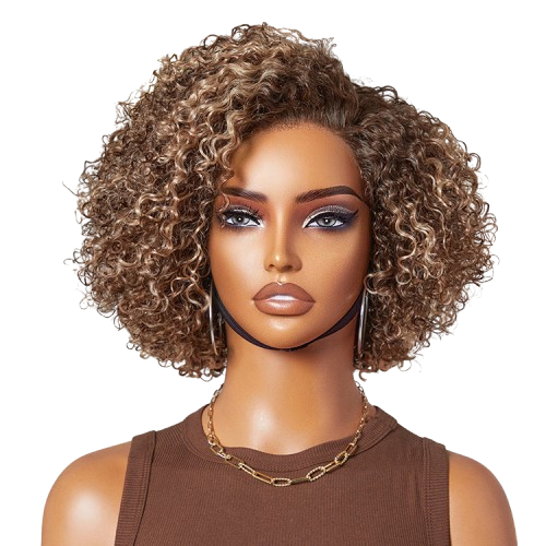 Trendy Short Cut Curly Minimalist HD Lace Glueless Side Part Wig 100% Human Hair