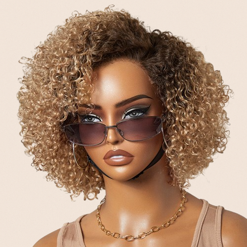 Trendy Short Cut Curly Minimalist HD Lace Glueless Side Part Wig 100% Human Hair