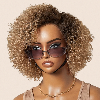 Trendy Short Cut Curly Minimalist HD Lace Glueless Side Part Wig 100% Human Hair