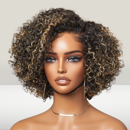 Trendy Short Cut Curly Minimalist HD Lace Glueless Side Part Wig 100% Human Hair