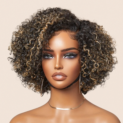 Trendy Short Cut Curly Minimalist HD Lace Glueless Side Part Wig 100% Human Hair