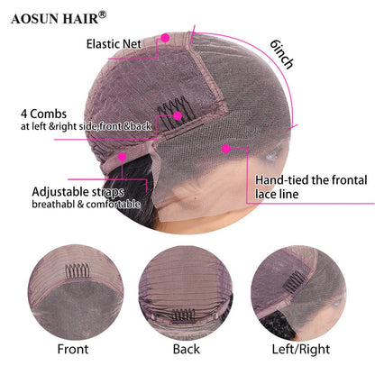 150% 13x6 Lace Wig Kinky Curly Virgin Human Hair Wigs Pre Plucked with Baby Hair