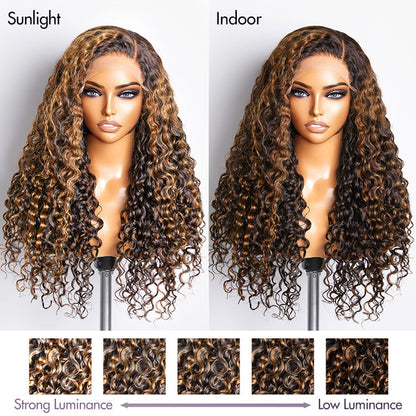 Bundle Deal | Brown Highlights Funmi Curly Glueless 5x5 Closure Lace Wig |