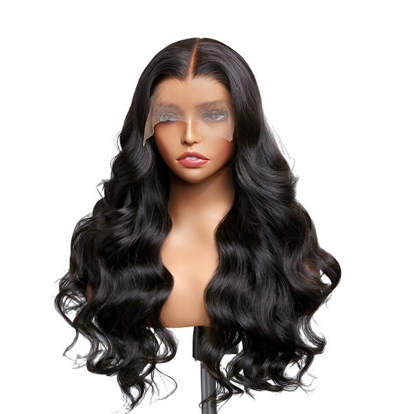 200% Mega Density | Natural Black Body Wave 5x5 Closure Lace Glueless Long Wig 100% Human Hair