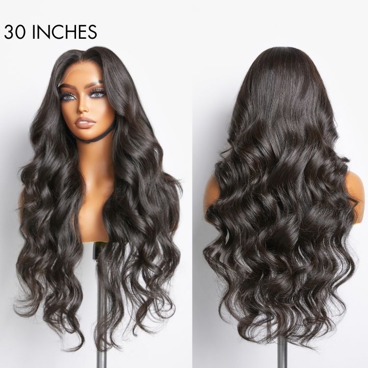 Crazy Wednesday | Hair 180% Density | Natural Black Loose Body Wave 5x5 Closure HD Lace Glueless Mid Part Long Wig | Large & Small Cap Size