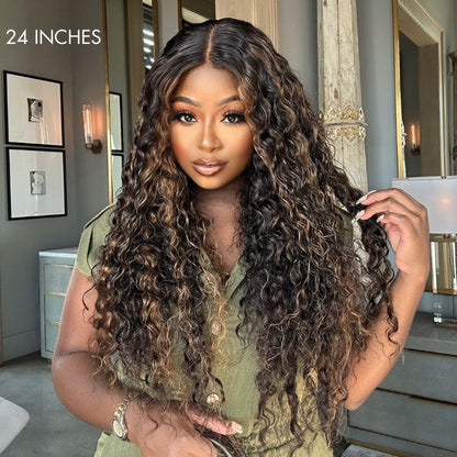 Bundle Deal | Brown Highlights Funmi Curly Glueless 5x5 Closure Lace Wig |