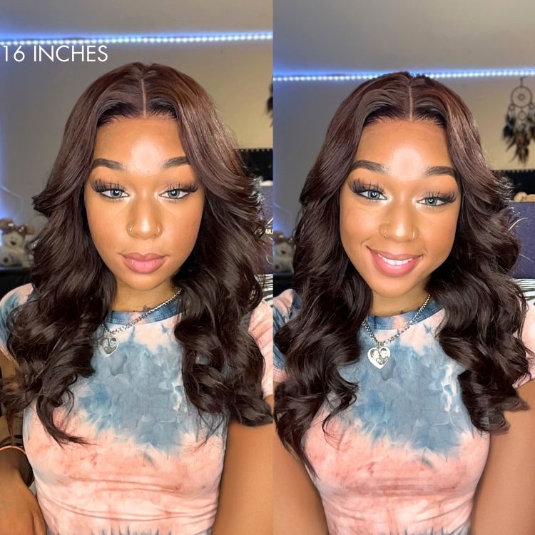 Charming Brown / Ombre 99J Layered Cut Loose Wave 5x5 Closure Lace Glueless Wig 100% Human Hair