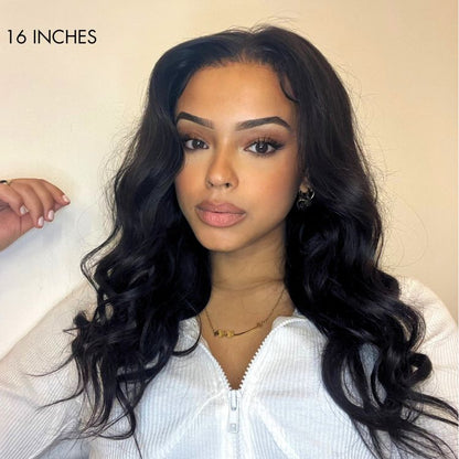 Crazy Wednesday | Hair 180% Density | Natural Black Loose Body Wave 5x5 Closure HD Lace Glueless Mid Part Long Wig | Large & Small Cap Size