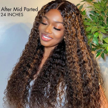 Bundle Deal | Brown Highlights Funmi Curly Glueless 5x5 Closure Lace Wig |