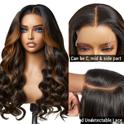 200% Mega Density | Blonde Highlight Loose Wave Glueless 5x5 Closure HD Lace Long Wig 100% Human Hair
