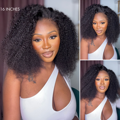 Afro Curly 13x4 Frontal HD Lace Glueless Free Part Long Wig 100% Human Hair | Large & Small Cap Size