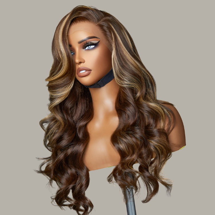 Crazy Wednesday | Honey Blonde Highlight / Natural Black Loose Body Wave Glueless 13x4 Lace Front Wig