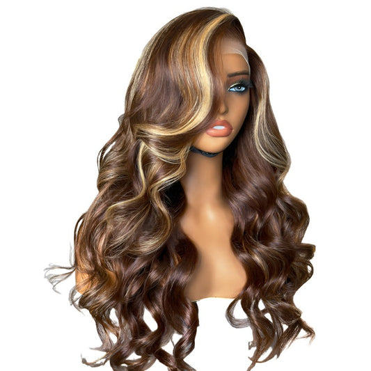 Crazy Wednesday | Honey Blonde Highlight / Natural Black Loose Body Wave Glueless 13x4 Lace Front Wig