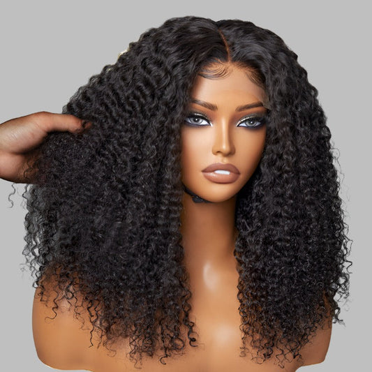 Breathable Cap Afro Curly Left C Part Glueless 5x5 Closure Lace Wig Beginner Friendly