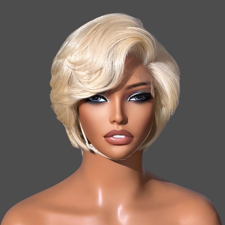 613 Blonde Pixie Cut Glueless Minimalist HD Lace C Part Short Wig 100% Human Hair